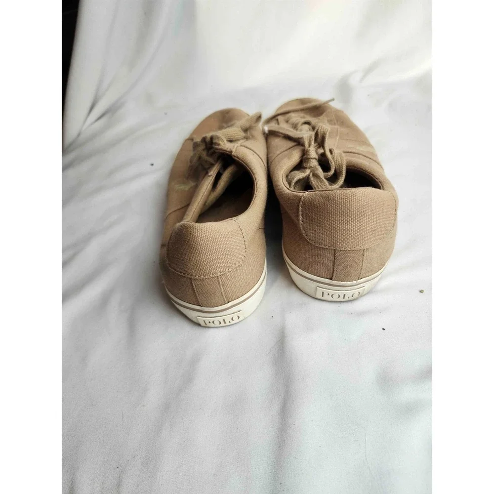 Polo Ralph Lauren Sayer Canvas Sneakers Mens Size 10.5D Tan Low Top Casual Shoes